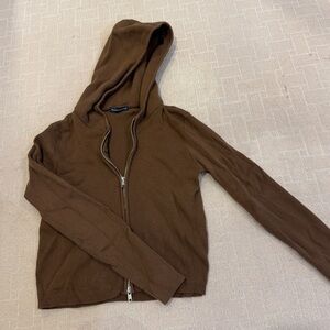 Brandy Melville Brown Ribbed Knit Hoodie